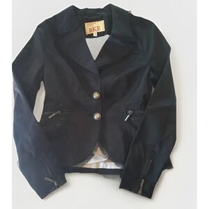 BKE Black Moto-Style Blazer Jacket Women's Size M Steam Punk Rock Grunge‎